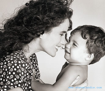Andie MacDowell and son Justin in profile photographed by celebrity photographer Steve Landis