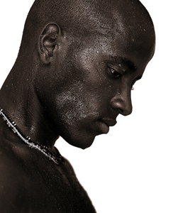 Mal Washington, in profile in an artistic black and white portrait by celebrity photographer Steve Landis.