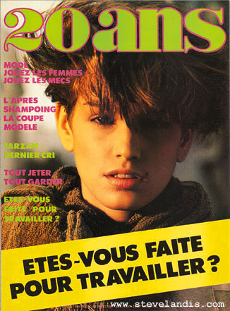 first magazine cover of model Cindy Crawford for 20ANS