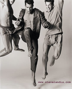 black and white new york studio photo of male models in underwear