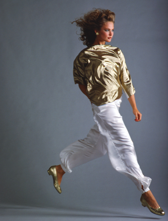 fashion photo of model Nancy Deweir in movement studio by Steve Landis