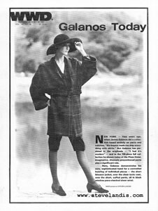 WWD cover of fashion model wearing Galanos
